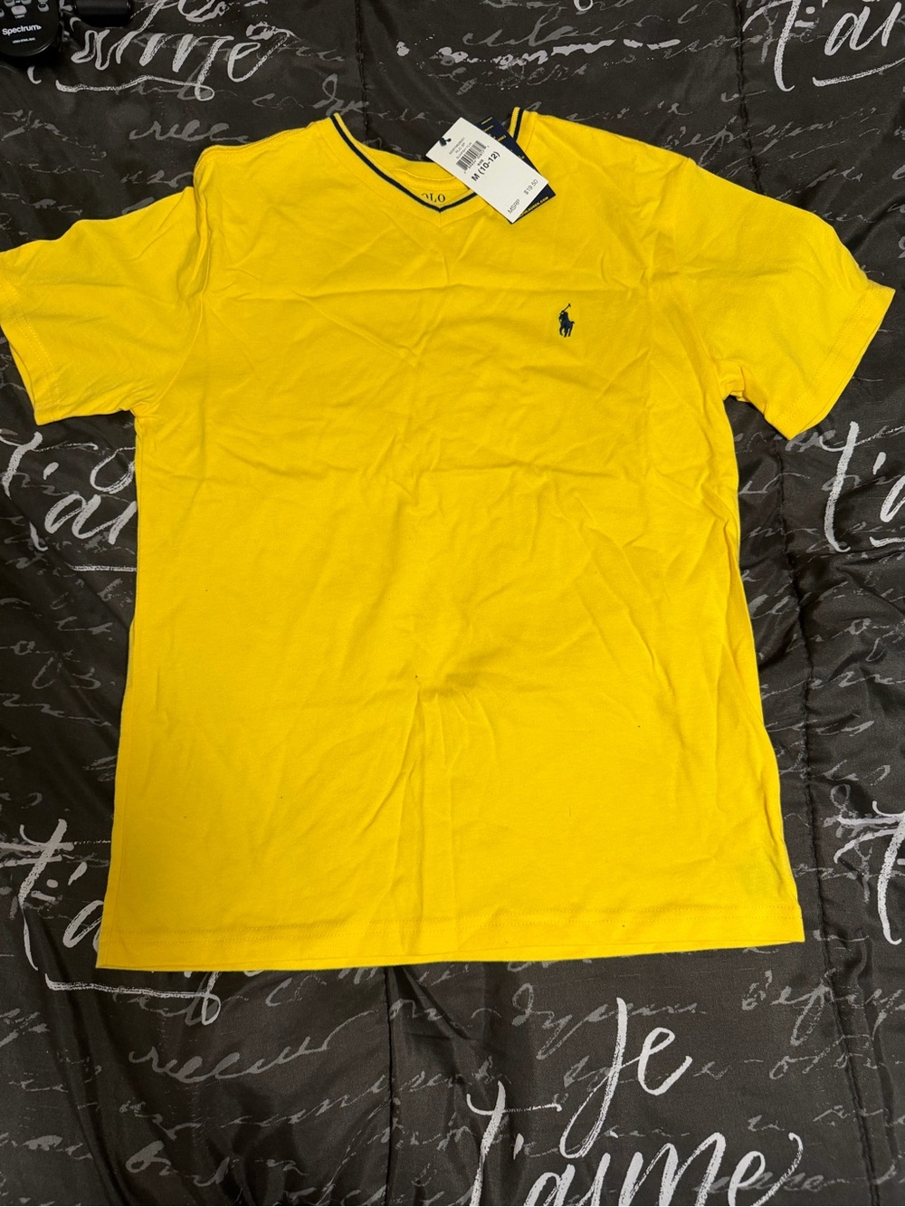 Polo by Ralph Lauren Yellow V‑Neck Tee with Navy Pony